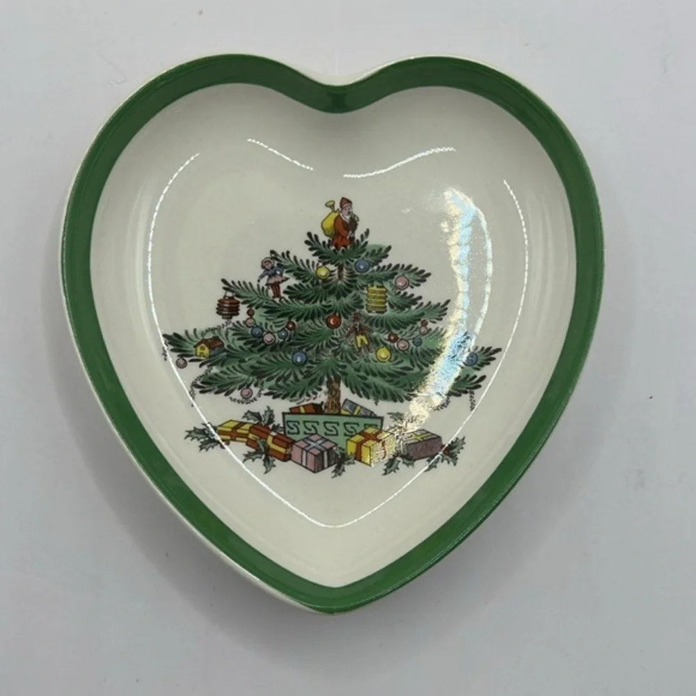 Spode Christmas Tree heart shaped dishes with original box